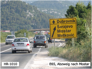 E65, Abzweig nach Mostar