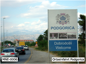 Ortseinfahrt Podgorica